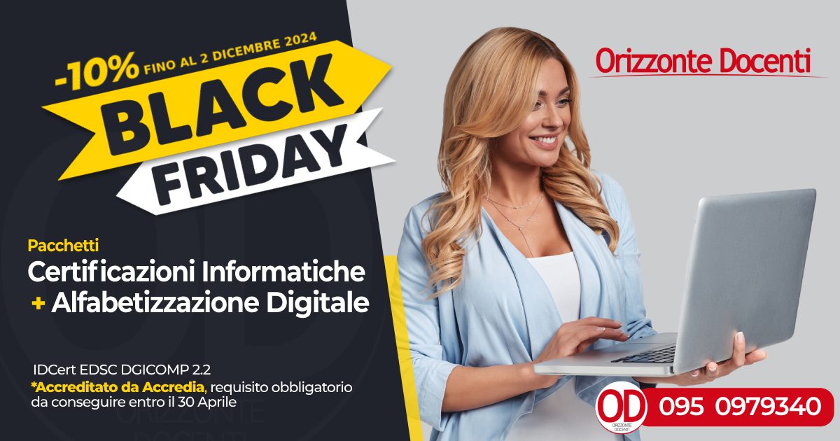 black friday -10% certificazione informatica e alfabetizzazione digitale graduatorie ata